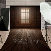 Aperturee - Aperturee Dim Vintage Wooden Cabin Window Photo Sweep Backdrop